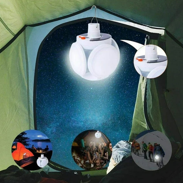 Solar Multi-functional Emergency Led Light Bulb With Usb Charging Led Camping Lamp Camping Lamp Usb Rechargeable 5 Brightness Light Modes Foldable Camping Light Sos Ip65 Waterproof Camping Light Blackout Emergency Equipment Camping Gadgets