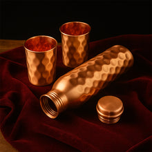 Copper Water Bottle with 2 Glasses Gift Set (3 Pcs)