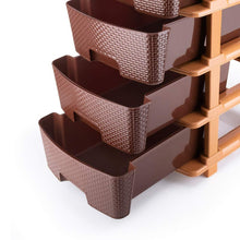5tier Plastic Modular Drawer System For Multiple Use (Brown Colour)