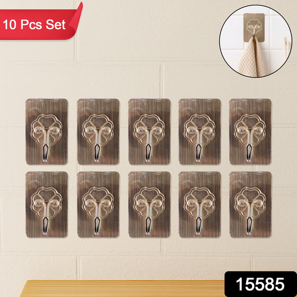 Plastic Adhesive Sticky Waterproof And Oil Proof Wall Hook (5.53.5 Cm  10 Pc)