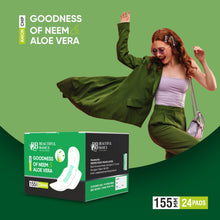 Sanitary Pads For Women With Goodness Of Neem  Aloe Vera  Ultra Thin  Leakage Protection  Ph Balance  With Antibacterial Anion Chip  (155 Mm  24 Pads)