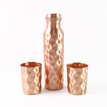 Copper Water Bottle with 2 Glasses Gift Set (3 Pcs)