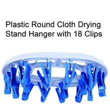 Plastic Round Cloth Drying Stand Hanger With 18 Clips (Multicolour)