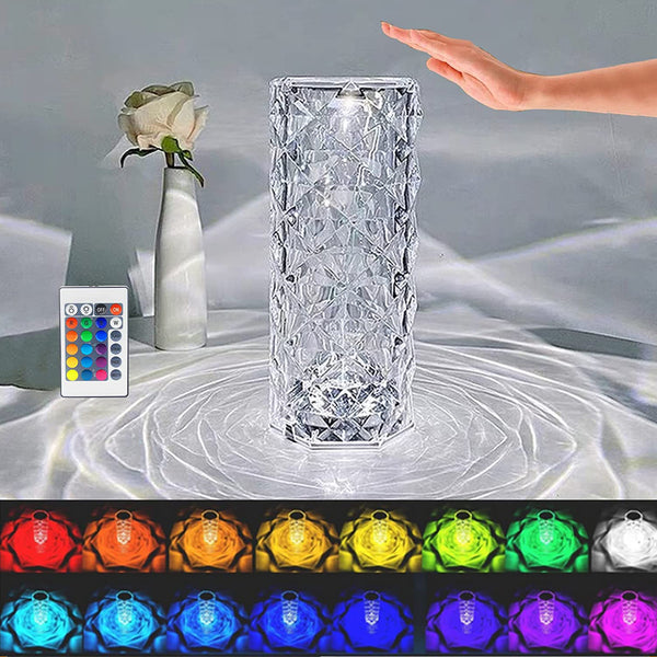 Crystal Touch Night Light (16 Colors) - Rose Diamond Table Lamp With Remote Control Usb Table Lamp Romantic Date Lighting Decor For Festival Bedroom Dining Room